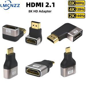 HDMI 호환 어댑터 /마이크로 8K 60Hz 120Hz/144Hz 남성-여성 변환기 노트북 PS4/3