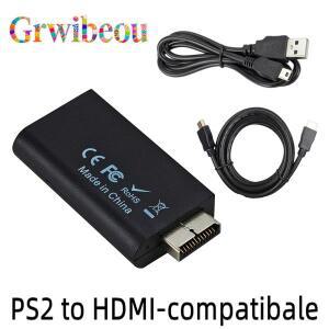 PS2 to HDMI 호환 컨버터 어댑터 오디오  3.5mm 케이블 포함 PC 지원  480i 576i 디스플레이