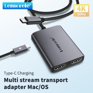 맥북용 레모렐레 HD30 USB C 허브 4K MST 도킹 스테이션 트리플 디스플레이 to 2x 알루미늄  브레이디드 케