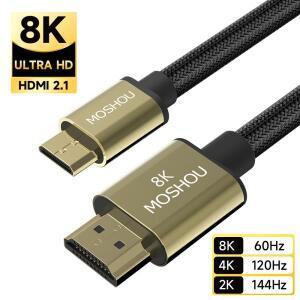 MOSHOU  HDMI-HDMI 호환 케이블 8K@60Hz 고속 HDTV용 양방향 2.1 코드