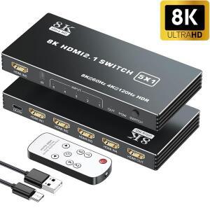 8K@60Hz HDMI 2.1 스위치 5x1 선택기 박스 5 1출력 CEC 48gbps 지원 PS5/PS4 Xbox
