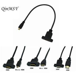 30cm 마이크로   HDMI 호환 여성  커넥터 나사 잠금 패널 마운트 AV 카메라 케이블
