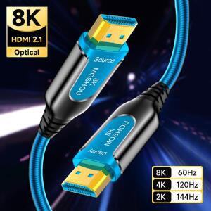 MOSHOU 8K HDMI 광섬유 케이블 48Gbps 초고속 2.1 60Hz 동적 eARC