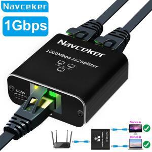 Navceker 1 Gb RJ45 분배기 커넥터 어댑터 가지 방법 Lan 이더넷 기가비트 커플러 노트북 네트워크 케이블