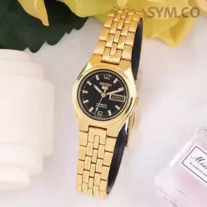 MUST IT_세이코5 SYMK38K1 데이데이트 골드톤 라운드 오토매틱 여자 메탈 시계 e
