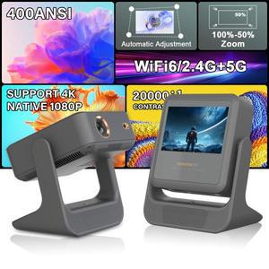 동잉프로젝터 자동초점 4K 1080P 와이파이 블루투스 안드로이드 12 8인치 터치스크린 HDMI USB ° 회전 스