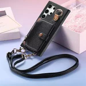 갤럭시S21 FE 케이스/G990 리치 크로스줄 키링 거울 지퍼 카드 케이스
