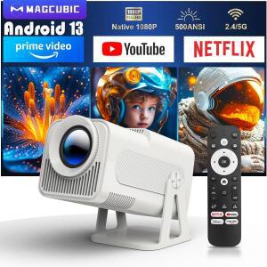 Magcubic Netflix  라이센스 Android 13 HY320 NTV 미니 프로젝터, Amlogic S950D4 1080P 500ANSI 듀얼 WiF