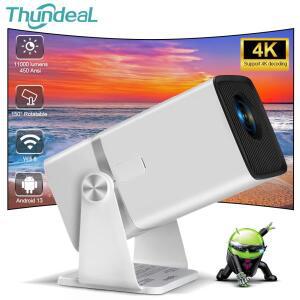 ThundeaL 미니 HD 프로젝터 TD80W PK HY320 4K 안드로이드 13 WiFi 풀 1920x1080P 홈 시네마 3D 휴대용 빔