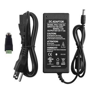 센터파워 12V 5A 전원 공급 어댑터, 단자 카메라, 100-240V에서 등재됨 라우터, LED 목록에 AC 트랜스포머, 감시 스트립 여성 CCTV 플러그 포함, DC UL 라이트, 커넥터