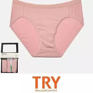 트라이 심플 베이직 여성 미디 삼각팬티 3매입 사계절-WD67D5D