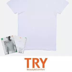 트라이 고급 순면 소재 빅사이즈 남성 u넥 반팔 런닝-WD67D31