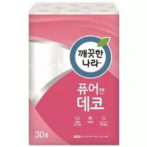 화장지 깨끗한나라 3겹 퓨어앤데코 30MX30롤