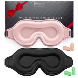 속눈썹 연장용 비바인 2팩 3D 컨투어 수면 마스크 안대, 스트랩이 조절 가능한 야간 성형 마스크, 여행용 요가 낮잠용 100% 블록 라이트 섀도 커버