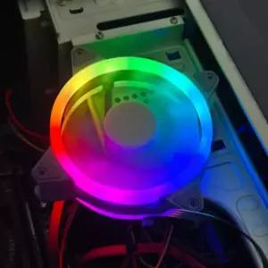 레인보우 LED 쿨링팬 컴퓨터 본체 케이스 DC12V 120MM 4핀 쿨러 저소음 시스템 파워 PC튜닝 DIY 냉각펜
