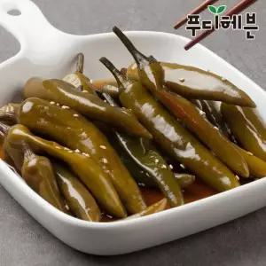 푸디헤븐 항아리반찬 매콤새콤 밥도둑 간장 고추지 1kg+1kg 고추장아찌)