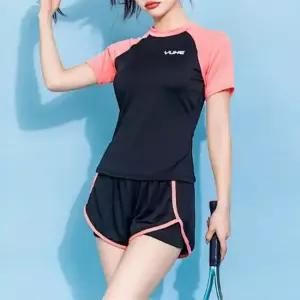 스포티 핑크 엣지 라인 래쉬가드 수영복 여름 비치 휴