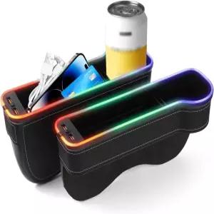 샤데맥스 RGB 색상 변경 LED 카시트 갭 필러 정리함 콘솔 사이드 시트 보관함 컵 홀더 및 자동차 실내