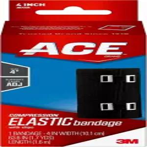 클립이 달린 ACE 4인치 탄력 붕대 검은색 다리 어깨 등에 적합 1 카운트