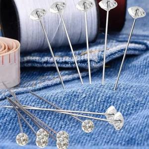1상자 50개 합금 핀 투명 다이아몬드 DIY 웨딩 부케 바느질 바늘 플라스틱 액세서리