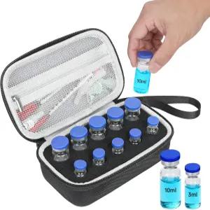 냉장고용 10슬롯 펩타이드 케이스 3ml 또는 바이알용 인슐린 및 보관 알코올 물티슈 바늘 주사기 공간 조절