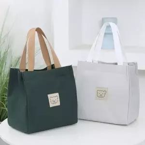3컬러 데일리 캔버스 에코백 도시락 가방 보조백