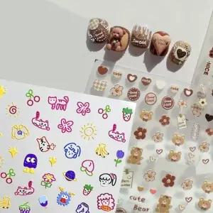 네일아트 귀여운 예쁜 그림 곰돌이 5D 엠보스티커 2종 케릭터네일 (WCAAB00)