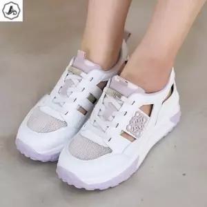 [애슬릿] 키높이 스니커즈 가죽 메쉬 밴딩 레이스업 여름 통굽 단화 5.5cm