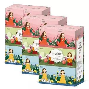 [한예지]캐릭터 MINI 천연펄프 미용티슈 250매 6입 3팩