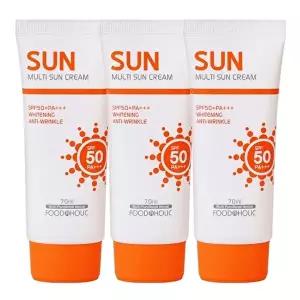 [푸드어홀릭](3개)푸드어홀릭 멀티 선크림 70ml SPF50 PA+++ /백탁없는 혼합자차 썬크림 선블록 자외선차