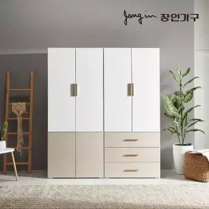 장인가구 비쥬얼 4도어 3단서랍 1600 이불 옷장