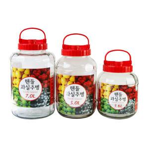 경성 담금주병 매실청용기 만다라 손잡이유리병 3.6L 5L 7L