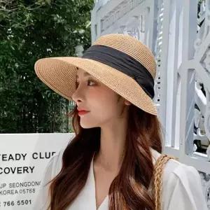 [하프클럽/]니차히 매듭 모자 썸머 비치 밀짚 버킷햇 여성