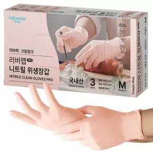 러버랩 니트릴 위생장갑 PRO 크림핑크 중, 100개입, 1개