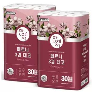 한예지 페르니 3겹 데코 화장지 30m 30롤 2팩 (60롤)