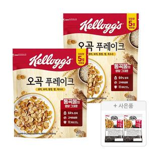 켈로그 오곡 후레이크 570g, 2개 + 증정(프로틴 그래놀라 제로슈거 40g, 2개)