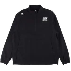 데상트 USAT 우븐 풀오버 반집업 긴팔티 SQ123IWH21 BLK