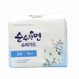 생리대 깨끗한나라 단품 순수한면 울트라 슈퍼가드 날개형 중형 16p