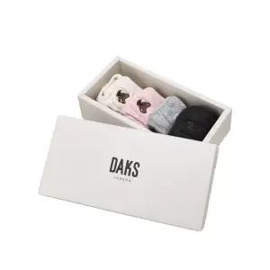[닥스](강남점)DCSS6F820I1 베이지 로고자수 면혼방 덧신양말4종세트