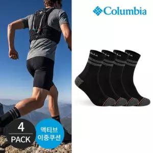 컬럼비아 남성 쿠션 투컬러 등산 중목양말 4P_BK