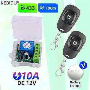 KEBIDU 범용 무선 리모컨 스위치  DC 12V 1CH 릴레이 리시버 모듈  RF EV1527 학습 코드 송신기  433Mhz
