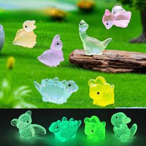 10-100PCS 창의적인 야광 공룡 피규어 미니 레진 장난감 크리스마스 요정 장식 선물