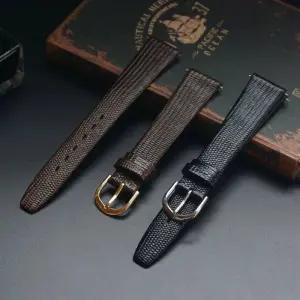 시계줄조절 AMHUGE 빈티지 시계 스트랩 도마뱀 엠보싱 송아지 가죽 얇고 밴드 12mm 14mm 16mm 17mm 18mm 19