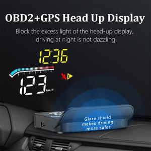 차량용 HUD 헤드 디스플레이 자동 obd2 gps 듀얼 시스템 프로젝터 자동차 유리 보안 수온 알람 전자 액세서리 m17 obd