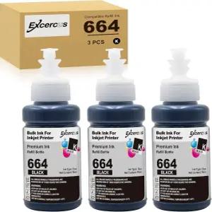 3팩 70ml 호환 잉크 병 교체용 Epson 774 664 T774 T664 ET-16500 3블랙 과 함께 작동