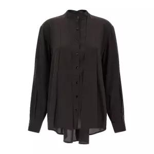 DI.LA3 PARI 봉통 라발리에르 칼라 실크 셔츠 C69 MARRONE