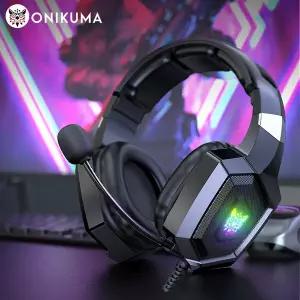ONIKUMA K8 게임용 헤드폰 유연한 HD 마이크 RGB 라이트 서라운드 사운드 오버이어 유선 헤드셋 게이머 PC