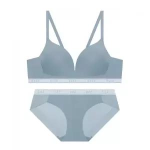 ELLE INNERWEAR 에어로쿨 컴포트핏 노와이어 브라 팬티 세트 - 블루그레이 2277808