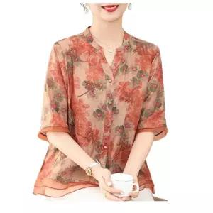 70대여성옷 어르신티셔츠 오렌지 80대할머니선물 엄마 여름 큰옷