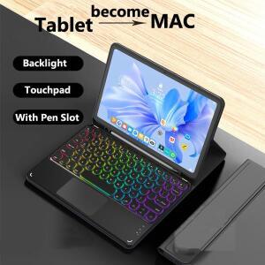 삼성 갤럭시 탭 A9 플러스용 백라이트 터치패드 키보드 케이스, 11 인치 2023 S9 FE 10.9 S8 S7 A8 10.5 20